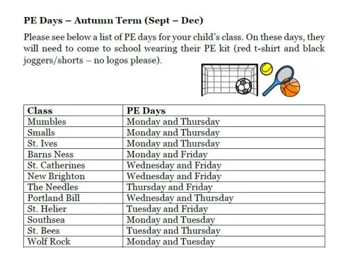 PE days Autumn