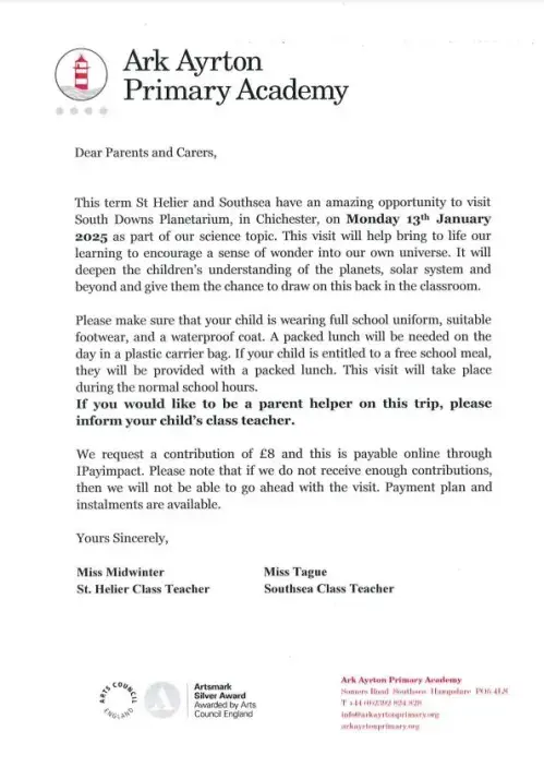 Planetarium letter image